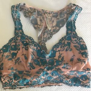 Free People wild roses racerback bralette green